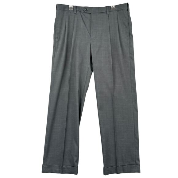 Savane Grey Pleated Front Cuffed Dress Trousers Mens Career Type Size 36 X 29 - Picture 1 of 7